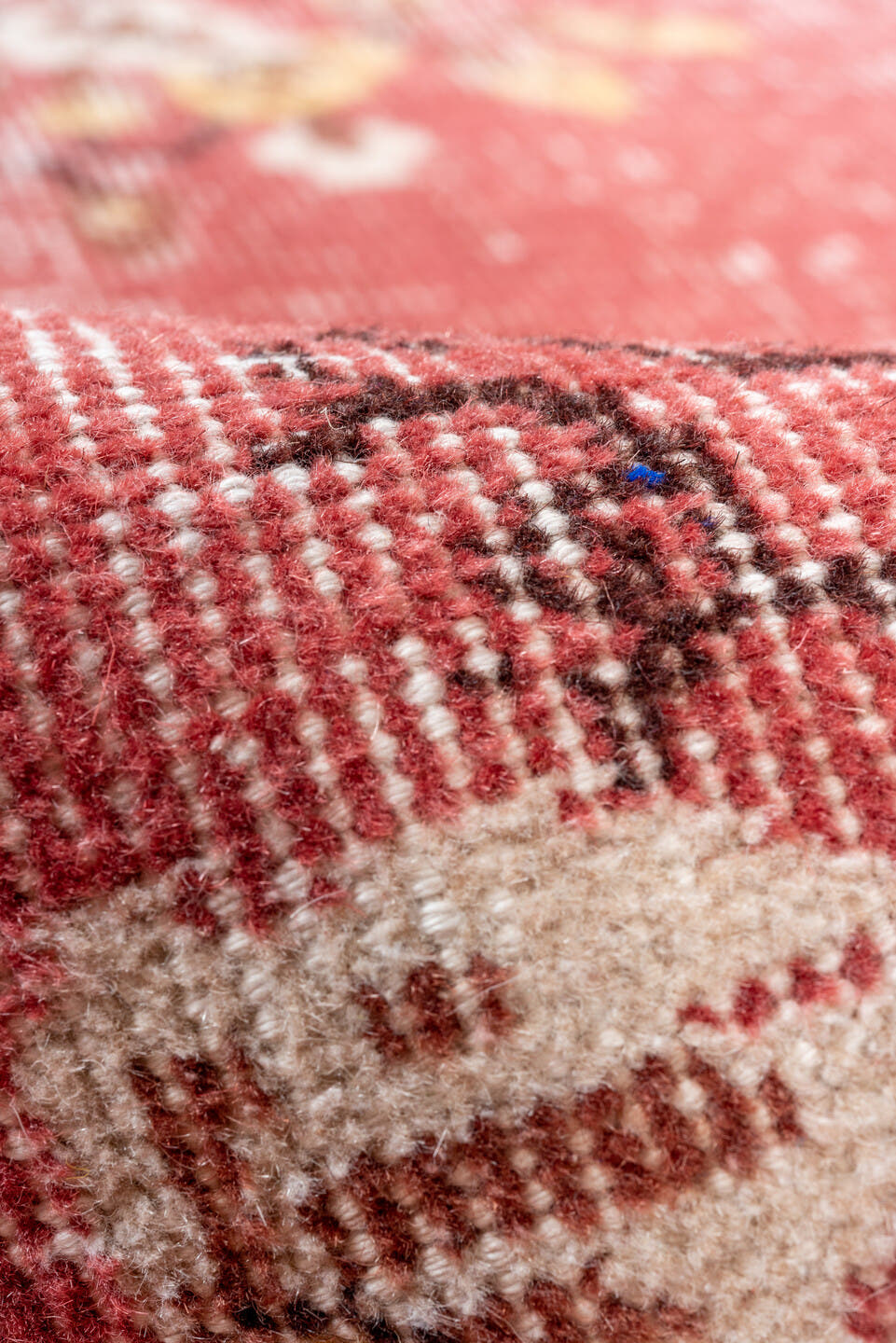 2' x 8' one-of-a-kind handmade vintage Oushak runner rug. Color palette: rose, ivory, rust, gold, brown, taupe, pink, red