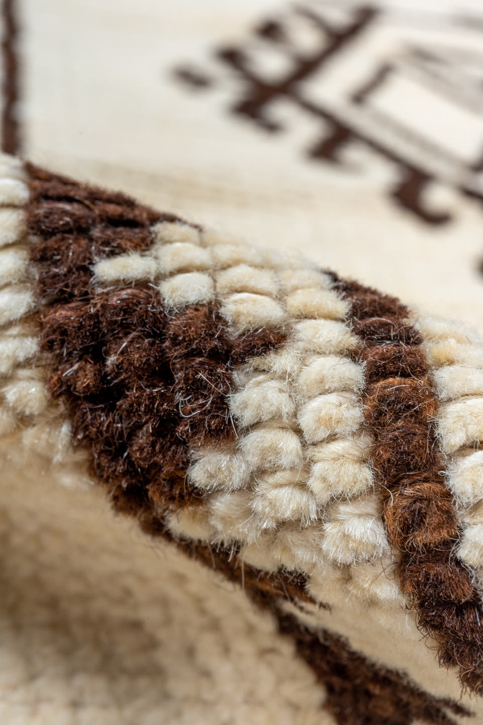 2' x 9' one-of-a-kind handmade vintage Kars runner rug. Color palette: ivory, brown, camel, taupe, beige, gray