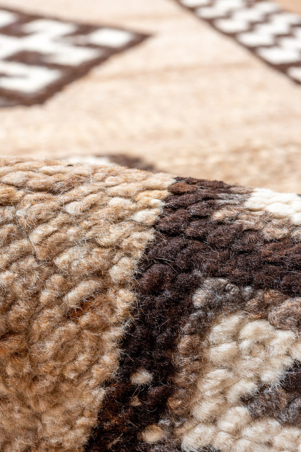 2' x 11' one-of-a-kind handmade vintage Kars runner rug. Color palette: camel, brown, ivory, taupe, violet, beige, gray