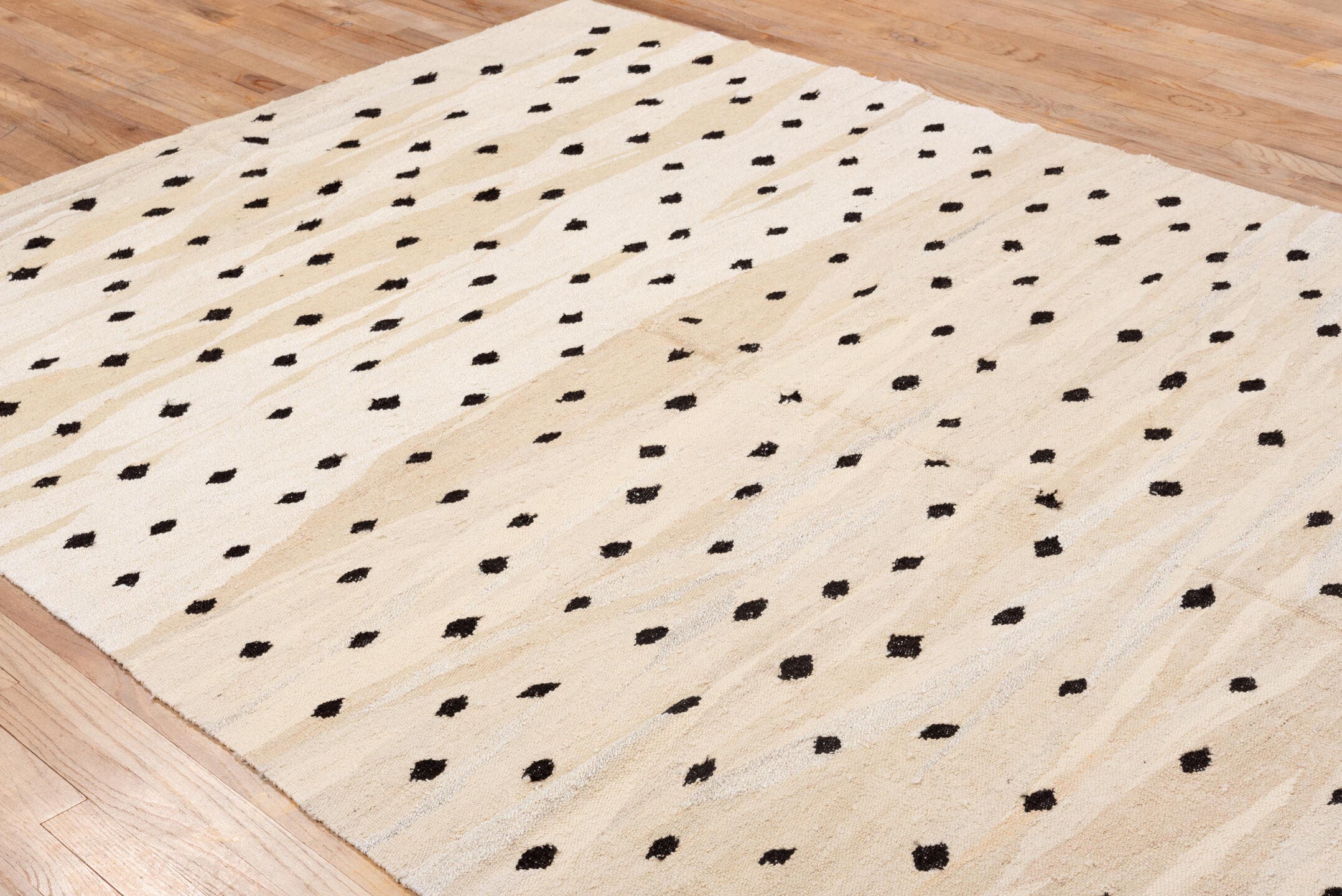 6' x 9' one-of-a-kind handmade vintage Kilim medium size rug. Color palette: ivory, beige, cream, charcoal, taupe, gray