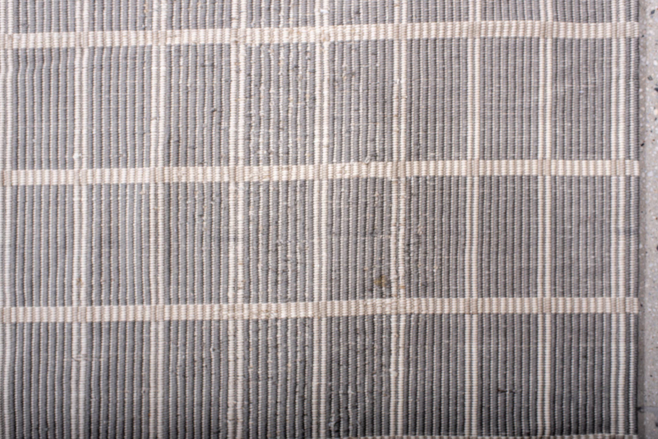 13' x 15' one-of-a-kind handmade vintage Kilim oversize rug. Color palette: ivory, pale gray, taupe, light gray, beige, gray