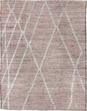 9' x 12' one-of-a-kind handmade vintage Tulu large size rug. Color palette: blush, ivory, taupe, rose, brown, pink, beige