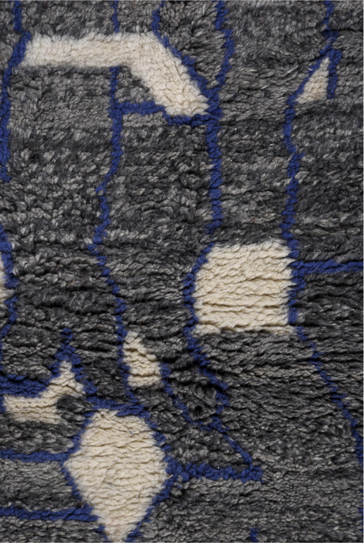 2' x 7' one-of-a-kind handmade vintage Moroccan runner rug. Color palette: black, blue, charcoal, dark gray, dim gray, gray