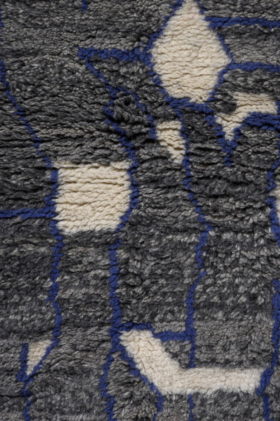 2' x 7' one-of-a-kind handmade vintage Moroccan runner rug. Color palette: charcoal, ivory, navy, slate, cream, gray, black