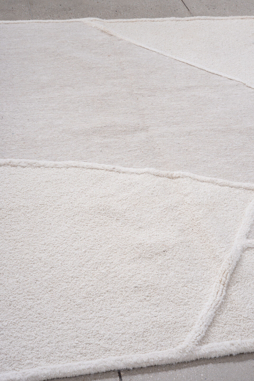 6' x 7' one-of-a-kind handmade vintage Alpaca rug. Color palette: ivory, cream, light gray