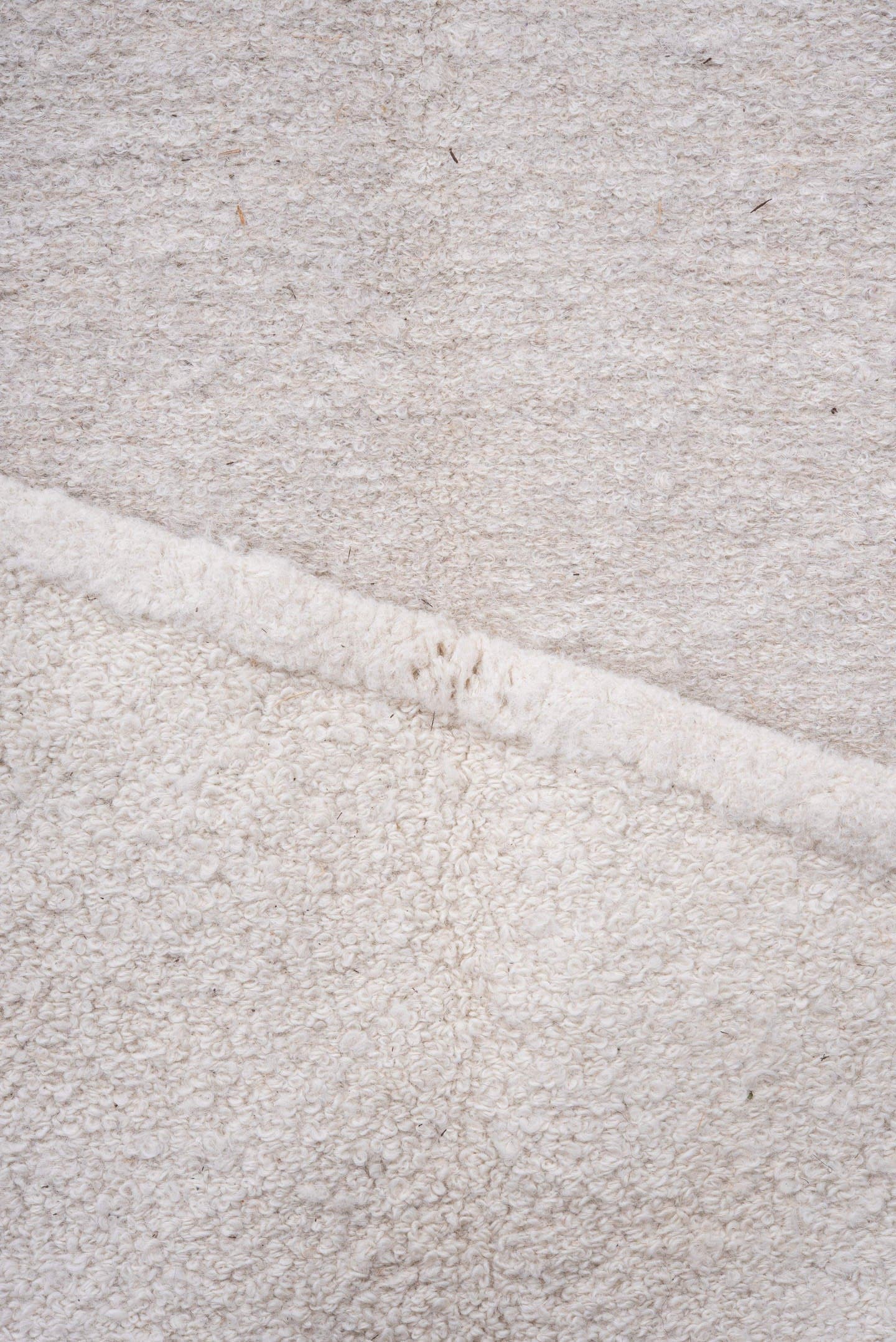 6' x 7' one-of-a-kind handmade vintage Alpaca rug. Color palette: ivory, cream, light gray