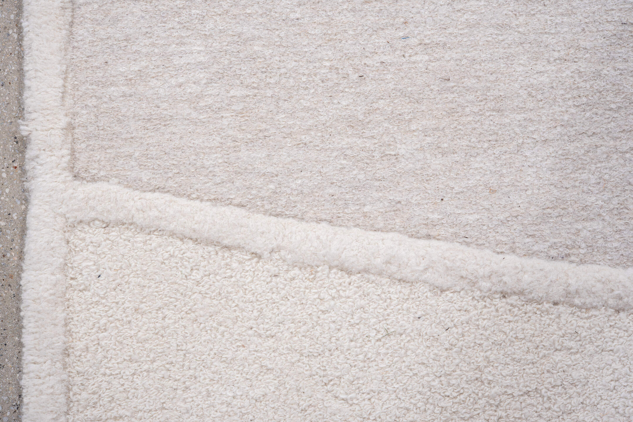 6' x 7' one-of-a-kind handmade vintage Alpaca rug. Color palette: ivory, cream, light gray