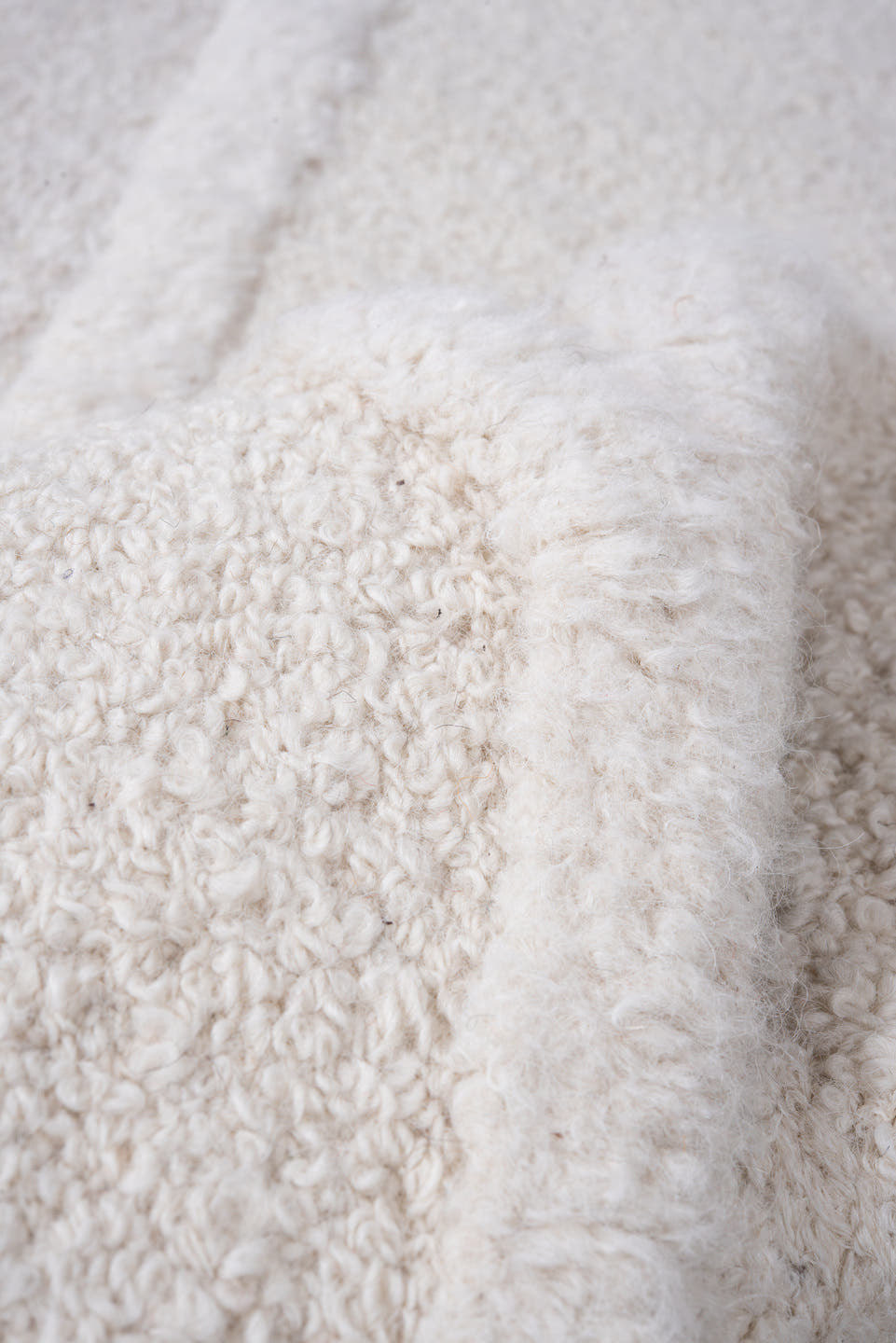 6' x 7' one-of-a-kind handmade vintage Alpaca rug. Color palette: ivory, cream, light gray