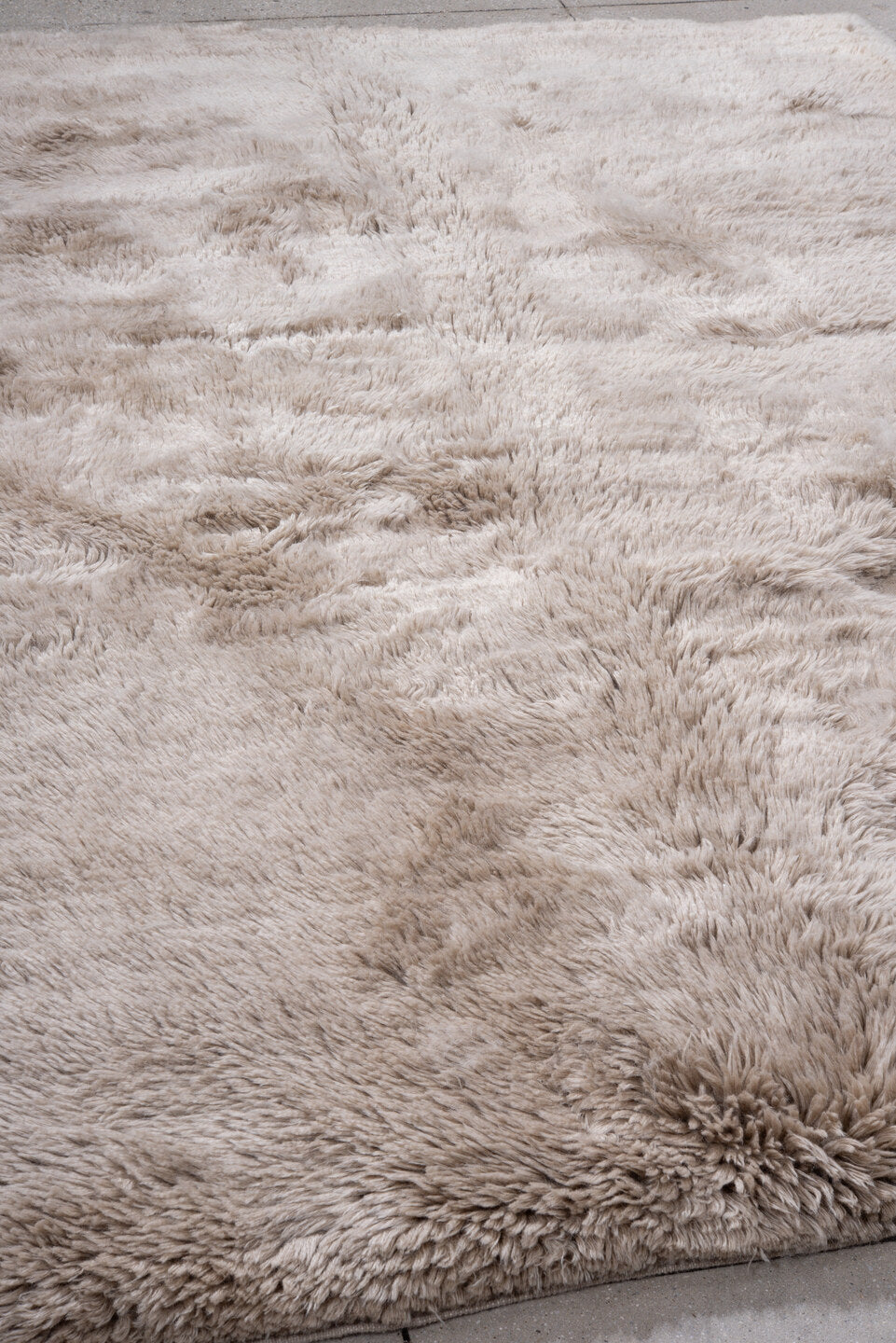 6' x 9' one-of-a-kind handmade vintage  medium size rug. Color palette: brown, gainsboro, gray, light gray, off-white, pink