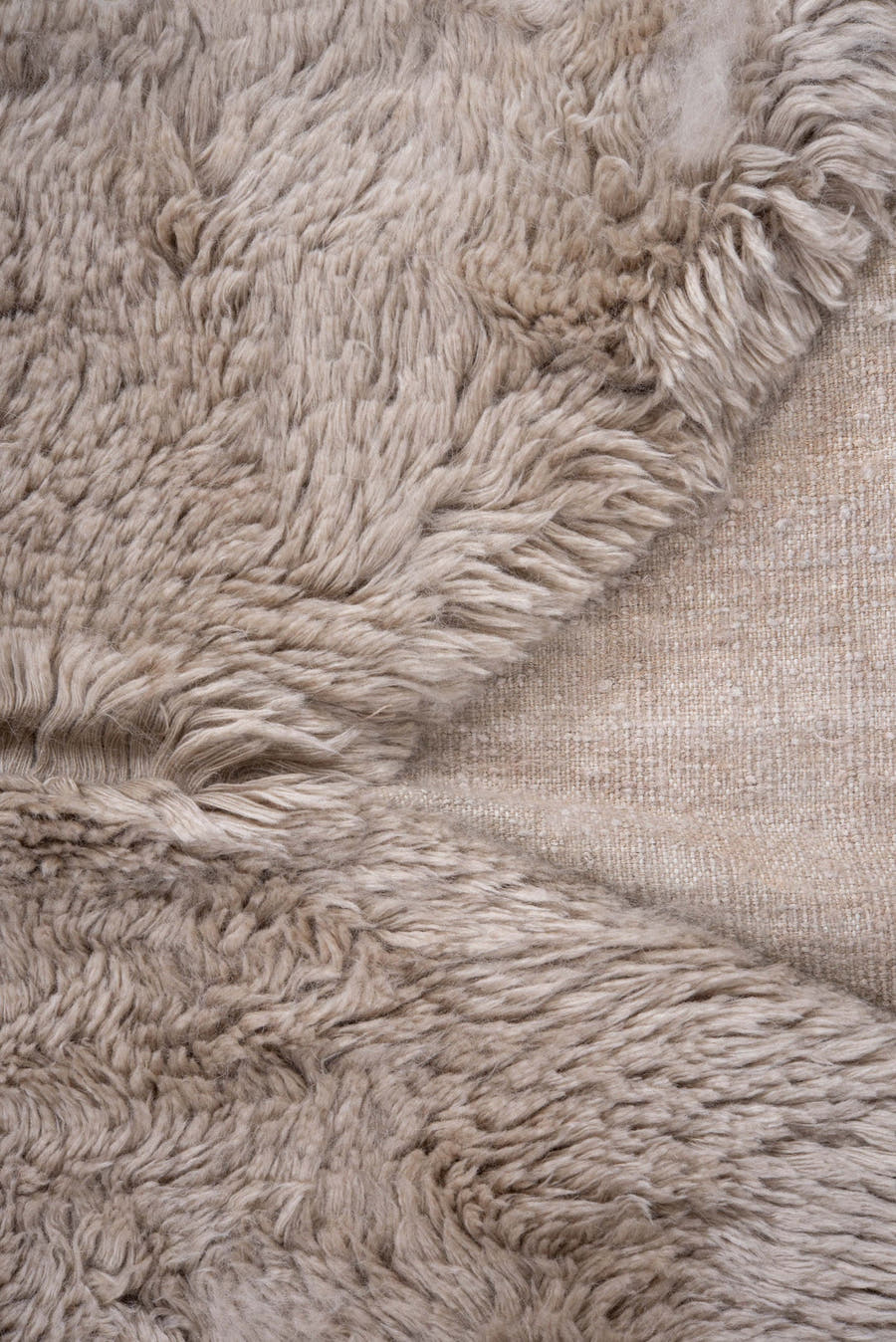 6' x 9' one-of-a-kind handmade vintage  medium size rug. Color palette: ivory, cream, taupe, beige, gray