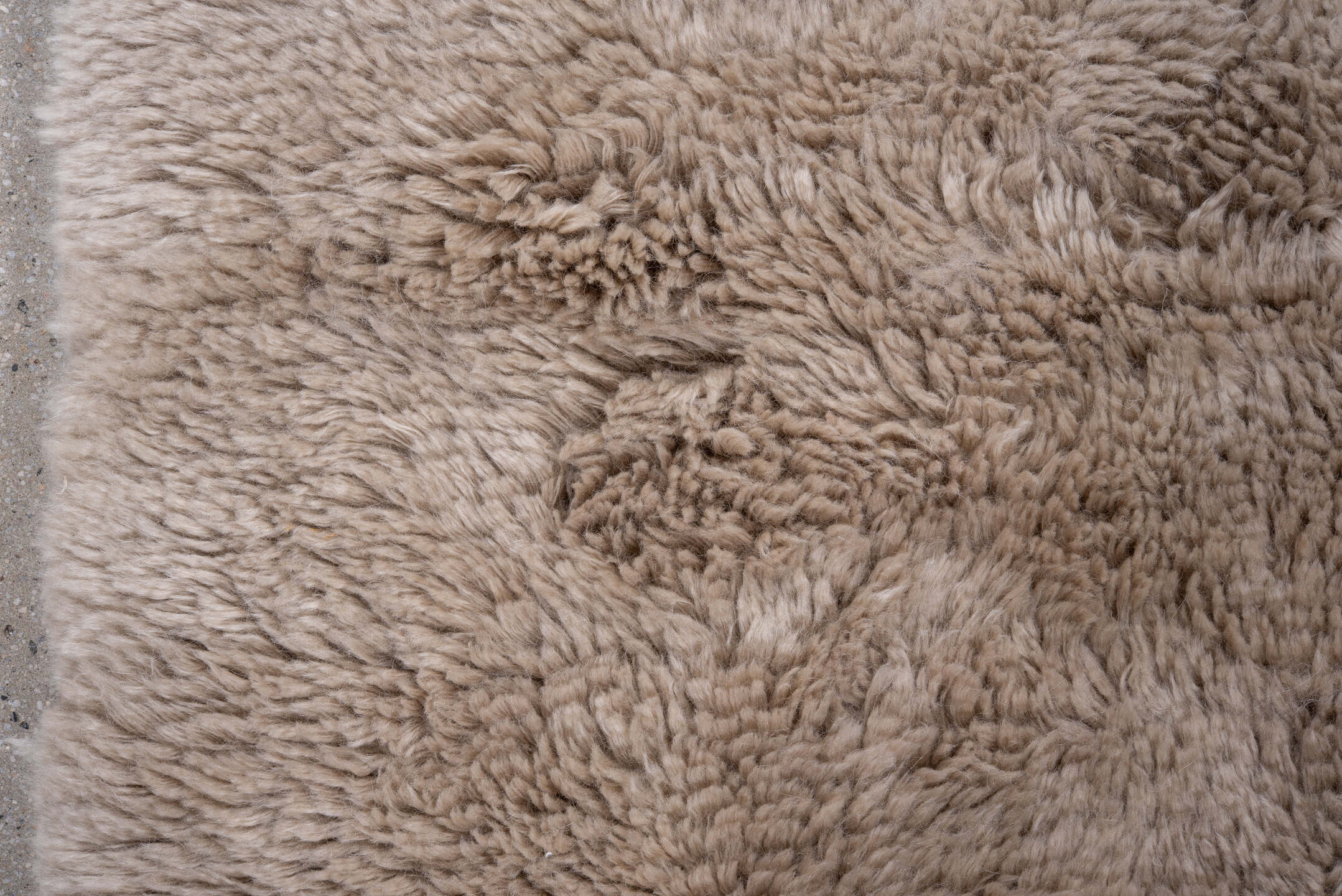 6' x 9' one-of-a-kind handmade vintage  medium size rug. Color palette: brown, gainsboro, gray, light gray, off-white, pink
