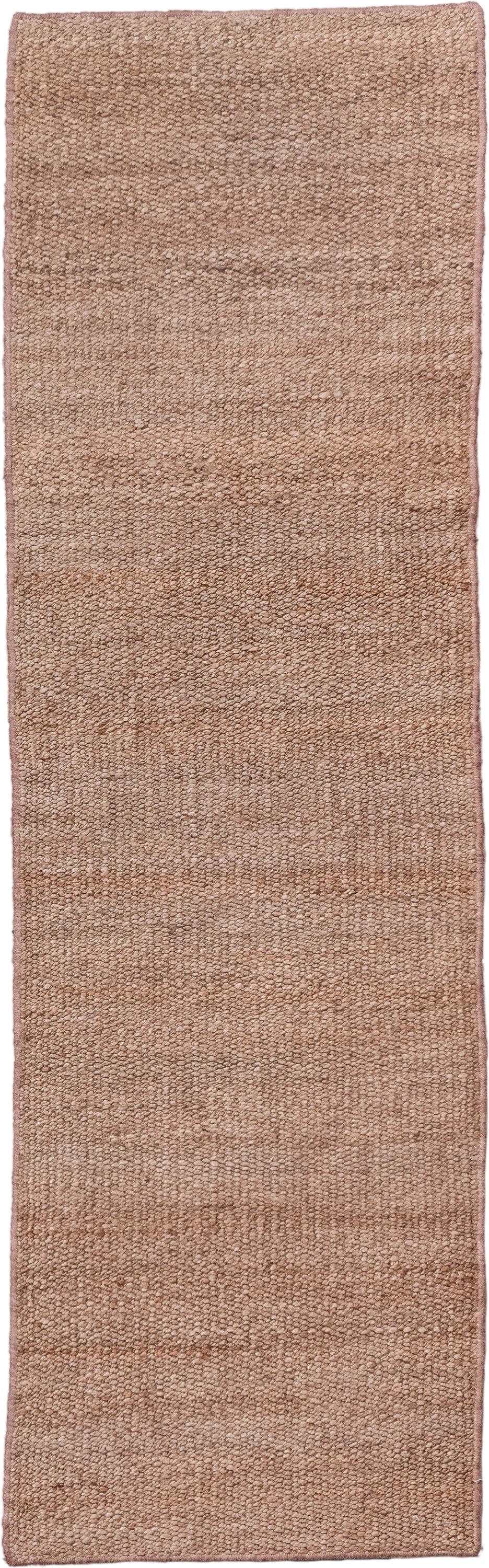 2' x 8' one-of-a-kind handmade vintage Jute Pile runner rug. Color palette: camel, taupe, beige, gray