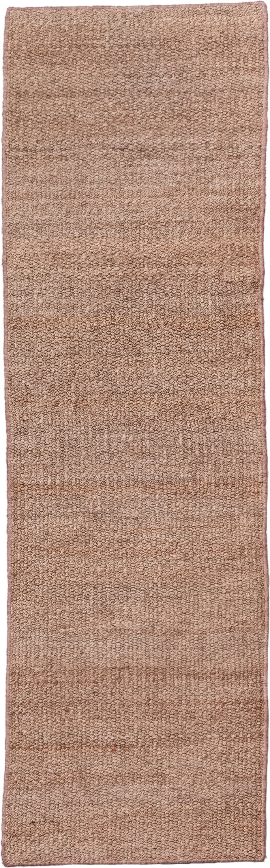 2' x 8' one-of-a-kind handmade vintage Jute Pile runner rug. Color palette: camel, taupe, beige, gray