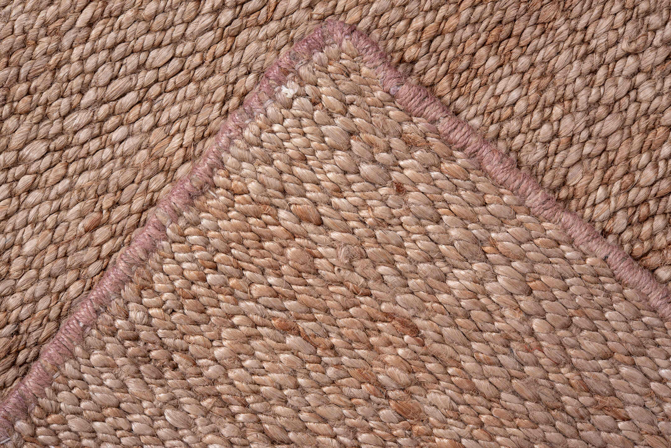 2' x 8' one-of-a-kind handmade vintage Jute Pile runner rug. Color palette: camel, taupe, beige, gray