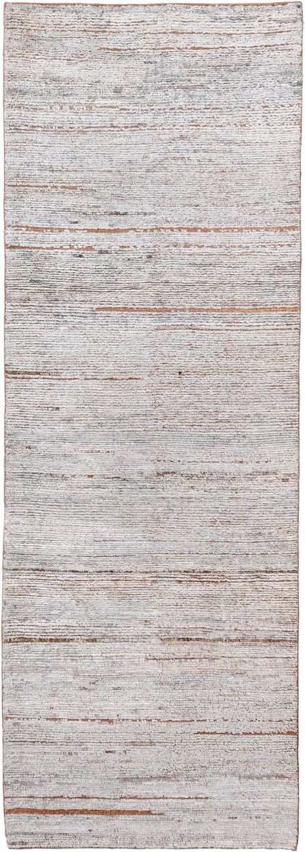 3' x 8' one-of-a-kind handmade vintage Tulu runner rug. Color palette: ivory, taupe, camel, cream, light gray, beige, gray