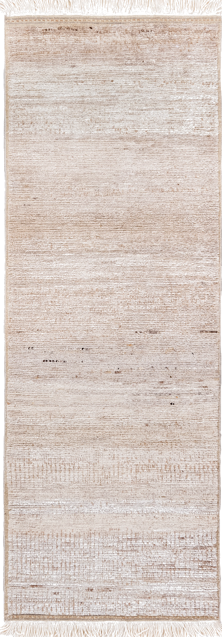 3' x 8' one-of-a-kind handmade vintage Moroccan runner rug. Color palette: brown, gainsboro, gray, light gray, linen