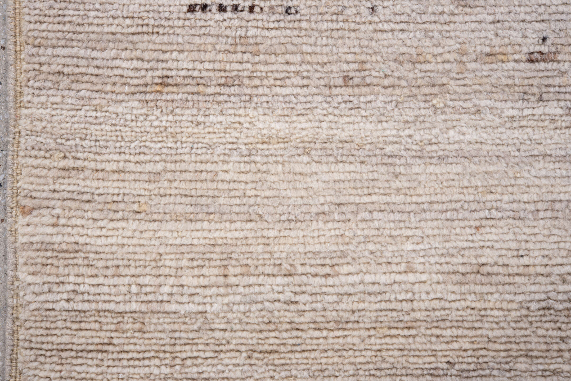 3' x 8' one-of-a-kind handmade vintage Moroccan runner rug. Color palette: ivory, beige, cream, taupe, camel, brown, gray