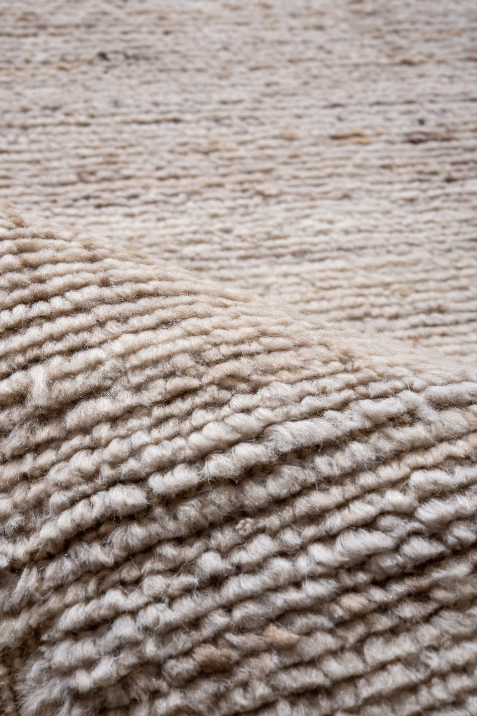 3' x 8' one-of-a-kind handmade vintage Moroccan runner rug. Color palette: ivory, beige, cream, taupe, camel, brown, gray