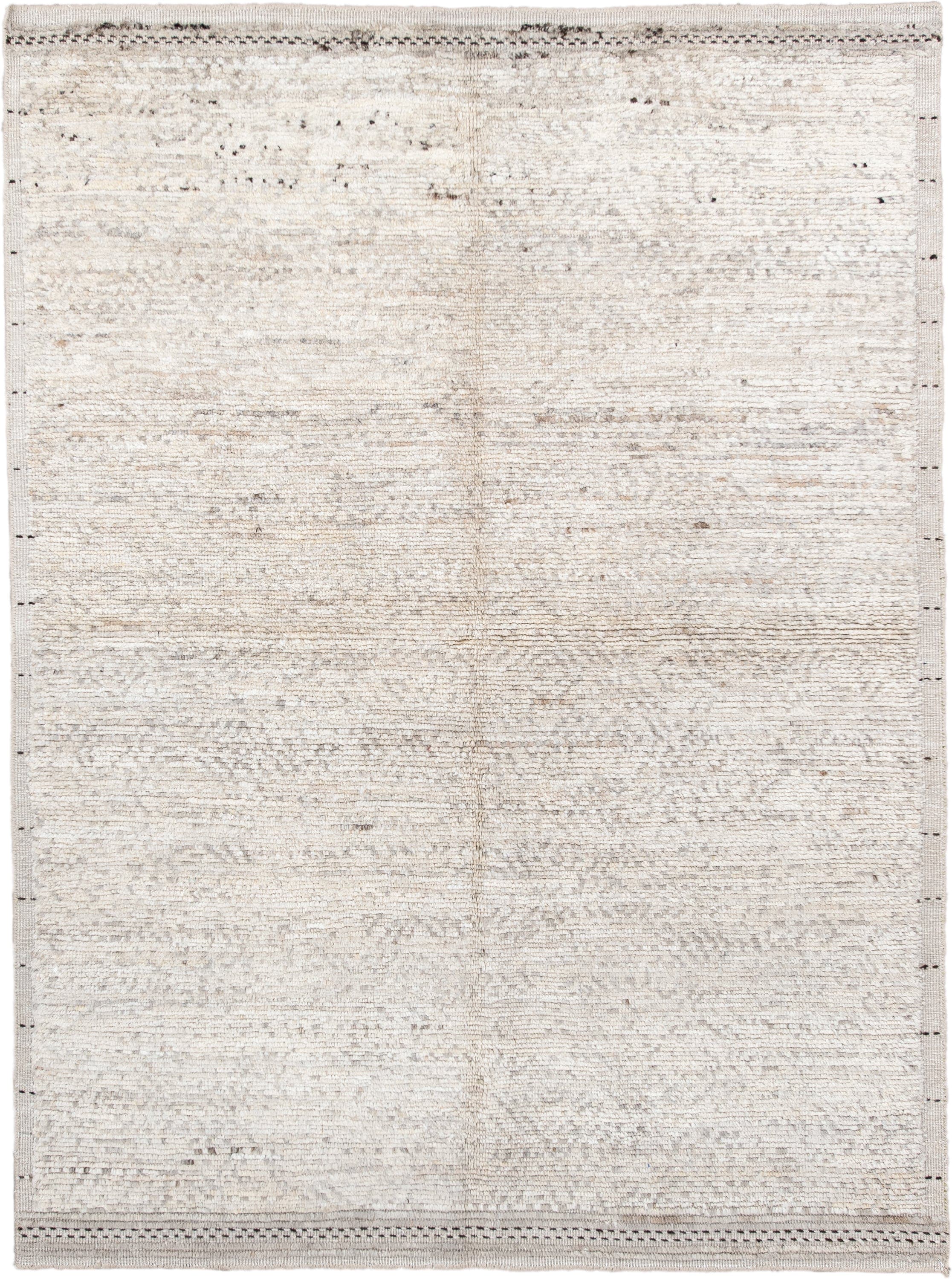 5' x 7' one-of-a-kind handmade vintage Tulu rug. Color palette: ivory, cream, taupe, charcoal, beige, gray, black