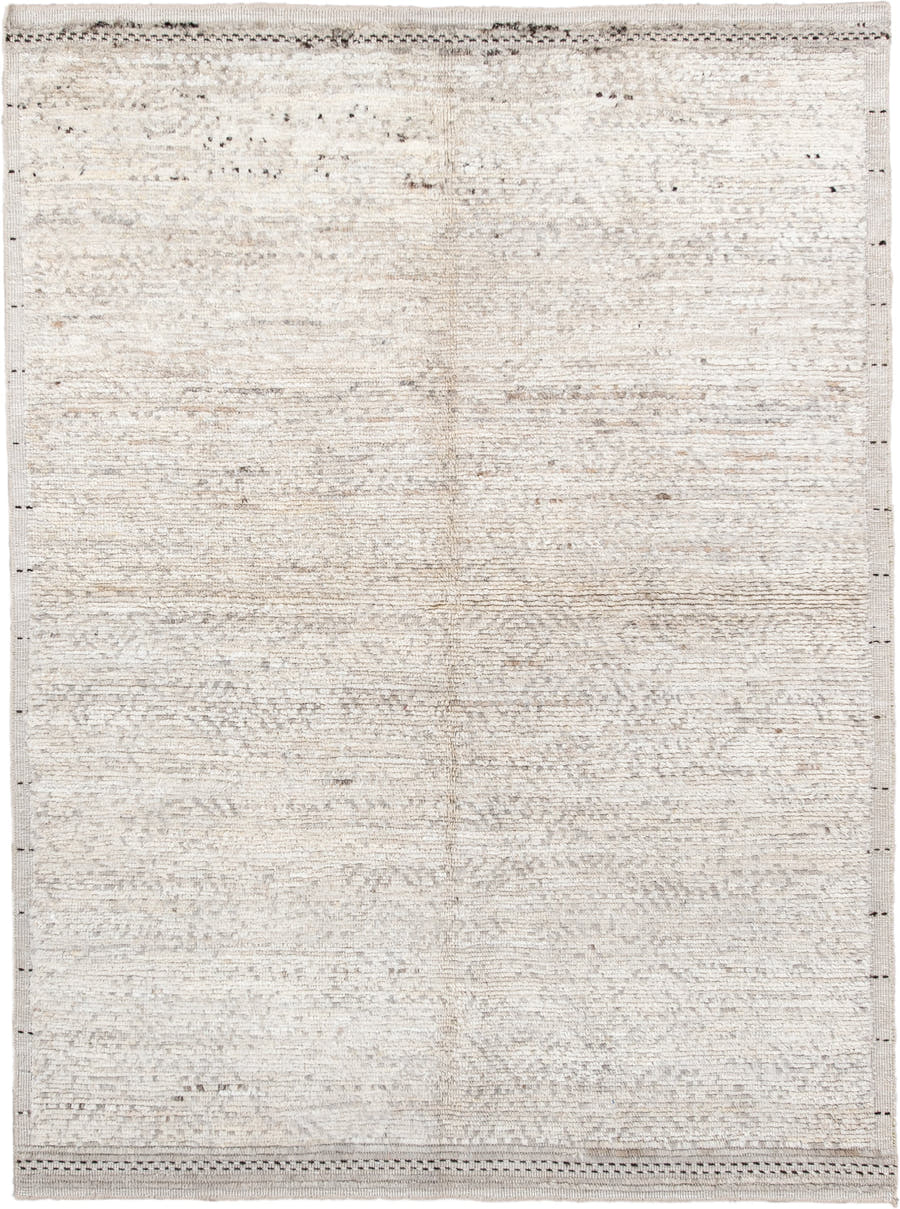 5' x 7' one-of-a-kind handmade vintage Tulu rug. Color palette: ivory, cream, taupe, charcoal, beige, gray, black
