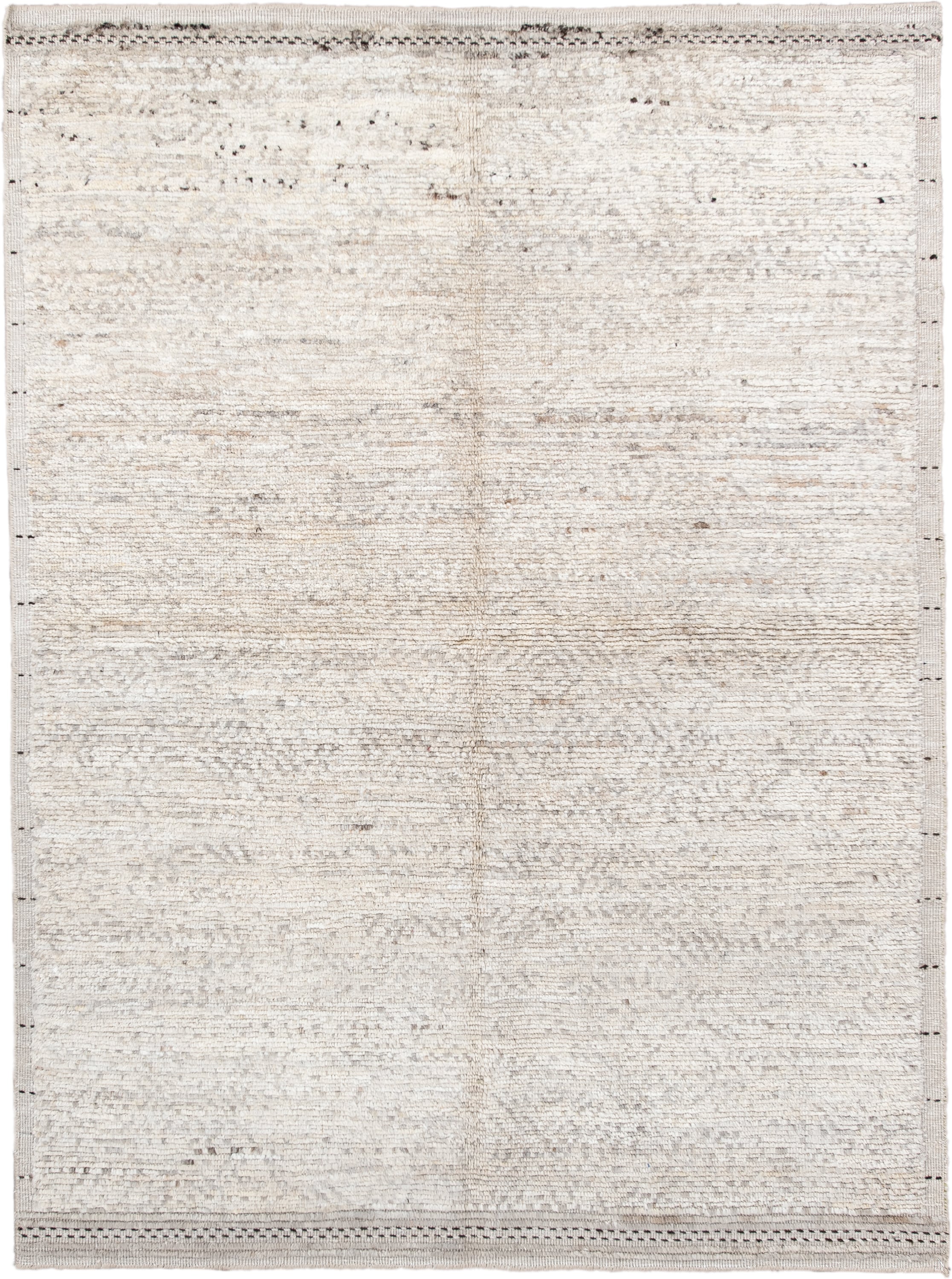 5' x 7' one-of-a-kind handmade vintage Tulu rug. Color palette: ivory, cream, taupe, charcoal, beige, gray, black