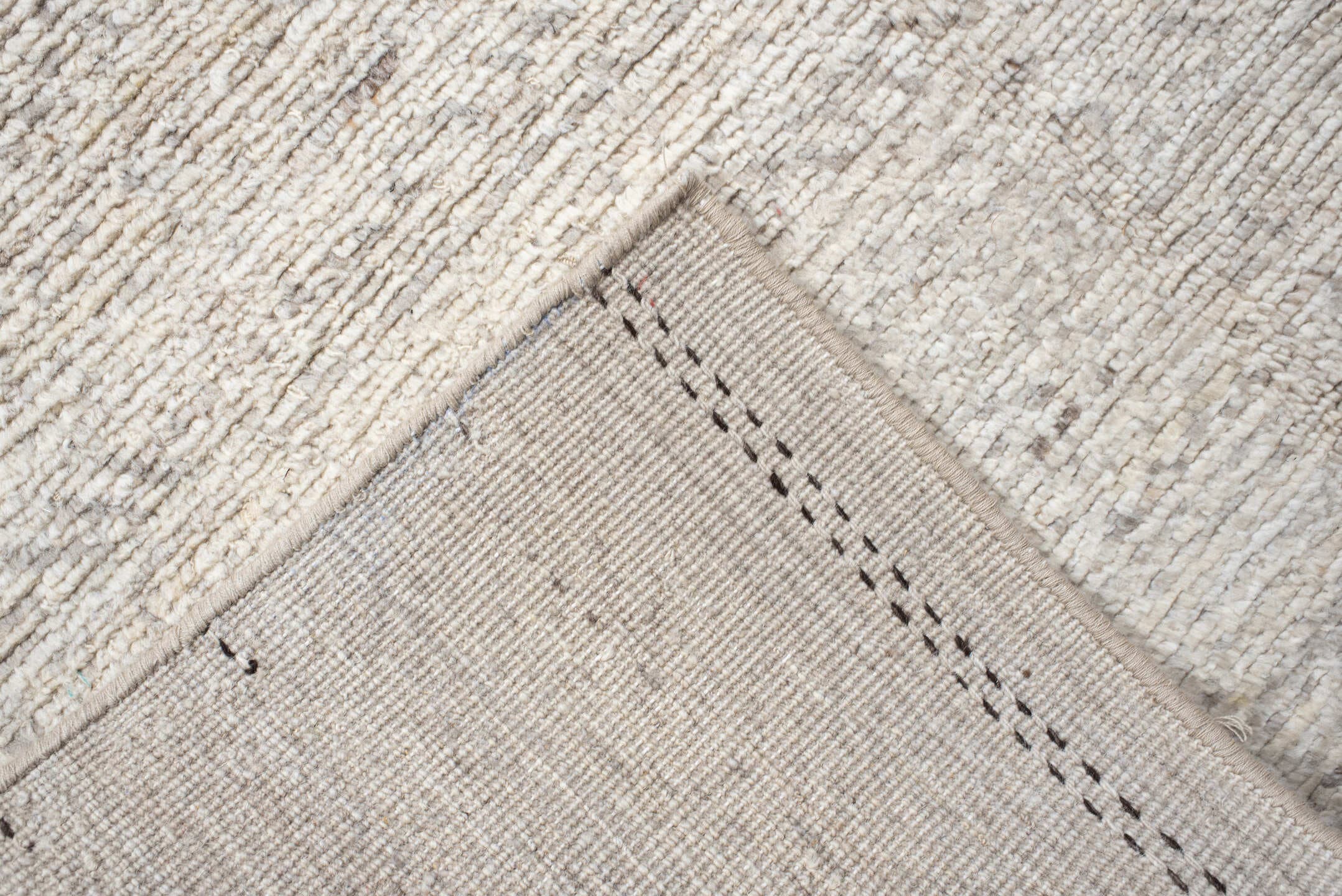 5' x 7' one-of-a-kind handmade vintage Tulu rug. Color palette: ivory, cream, taupe, charcoal, beige, gray, black