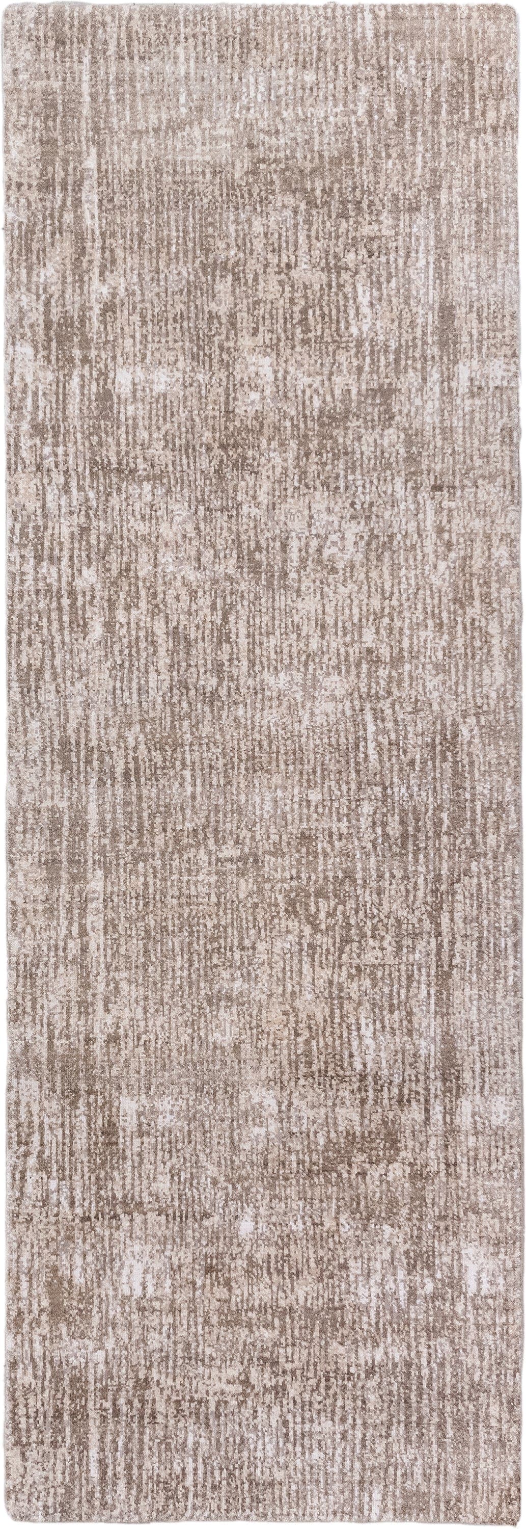 3' x 9' one-of-a-kind handmade handmade Modern runner rug. Color palette: taupe, ivory, beige, cream, gray