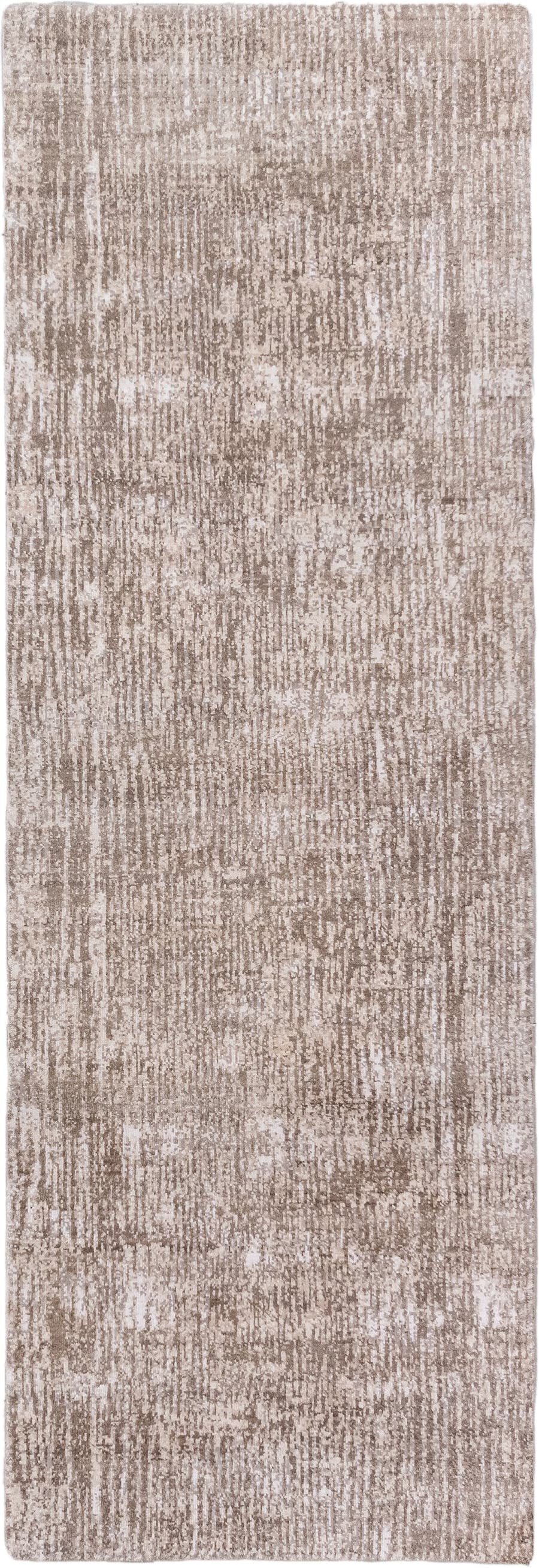 3' x 9' one-of-a-kind handmade handmade Modern runner rug. Color palette: taupe, ivory, beige, cream, gray