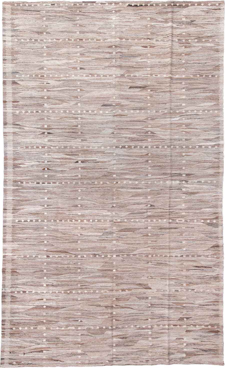 9' x 16' one-of-a-kind handmade vintage Kilim rug. Color palette: taupe, ivory, beige, camel, greige, gray