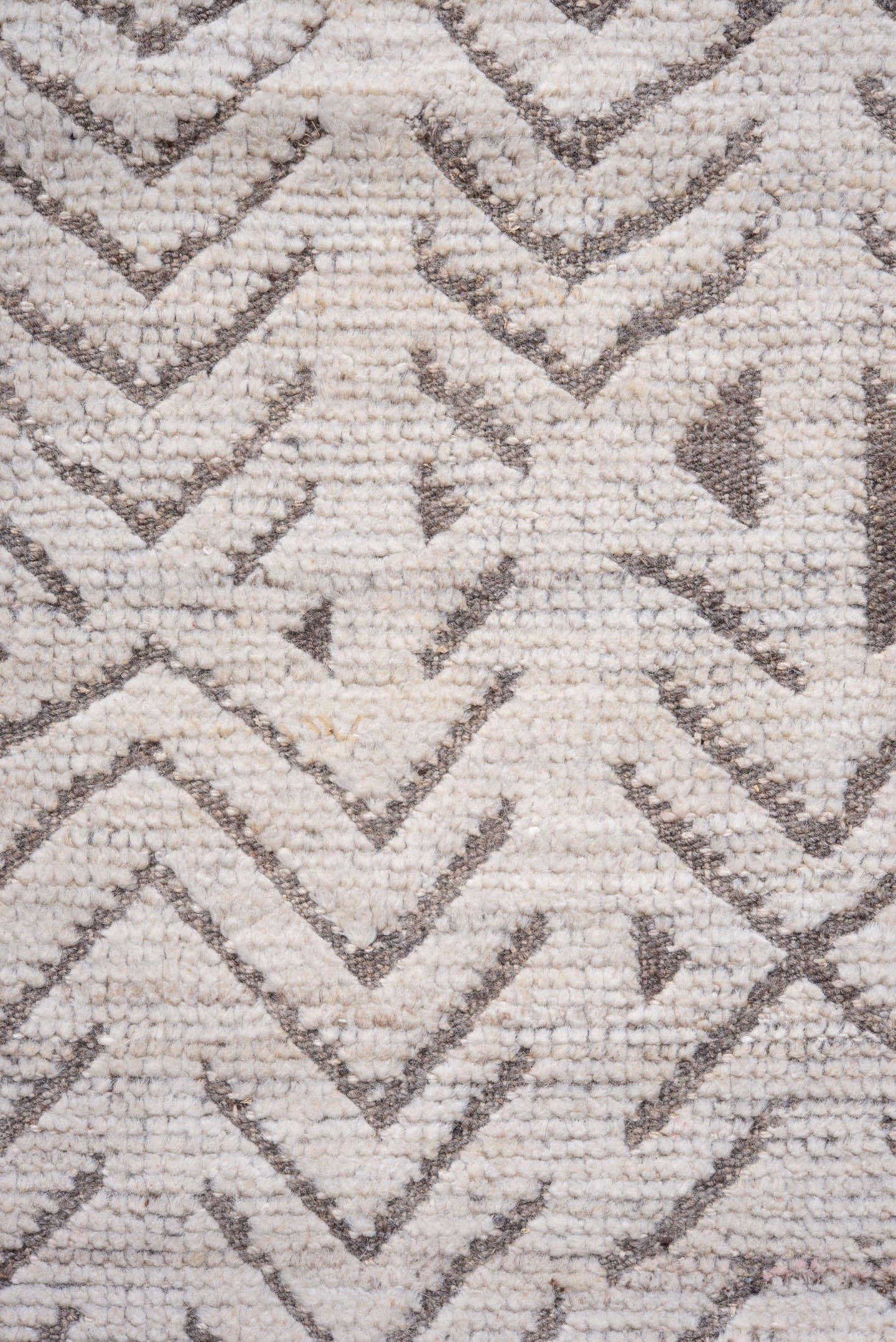 3' x 9' one-of-a-kind handmade vintage Tulu runner rug. Color palette: ivory, taupe, brown, beige, gray
