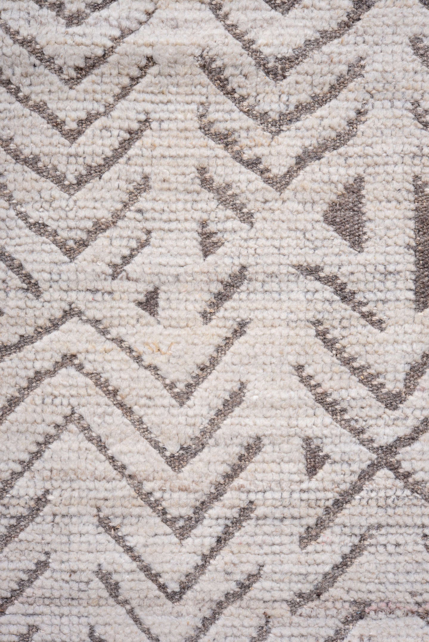 3' x 9' one-of-a-kind handmade vintage Tulu runner rug. Color palette: ivory, taupe, brown, beige, gray