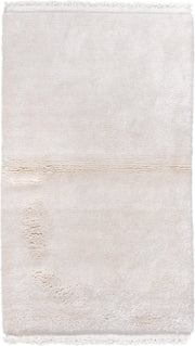 3' x 5' one-of-a-kind handmade vintage Shag small size rug. Color palette: ivory, cream