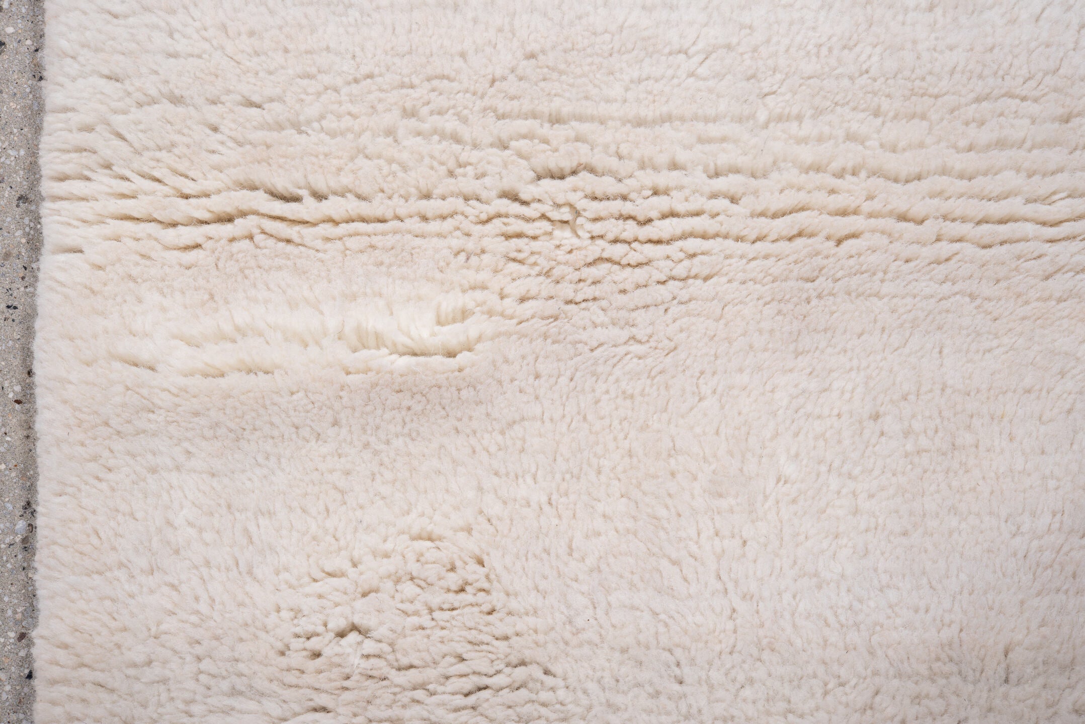 3' x 5' one-of-a-kind handmade vintage Shag small size rug. Color palette: ivory, cream