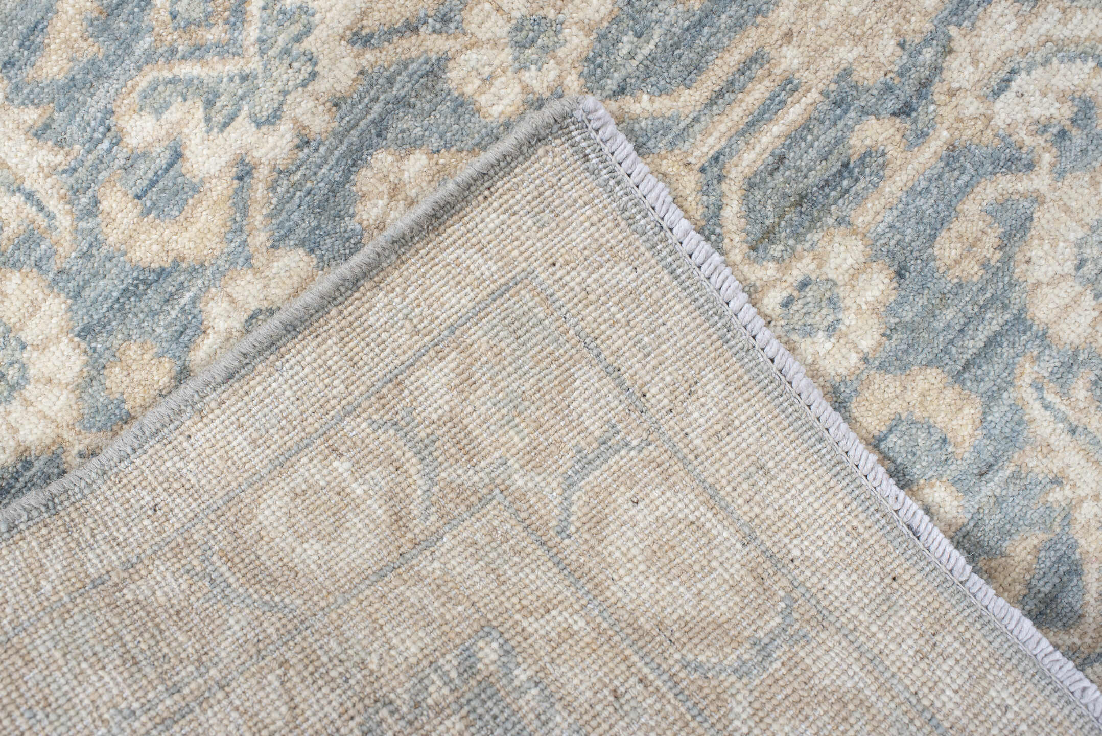 3' x 8' one-of-a-kind handmade vintage Tabriz runner rug. Color palette: ivory, pale blue, cream, beige, taupe, light blue