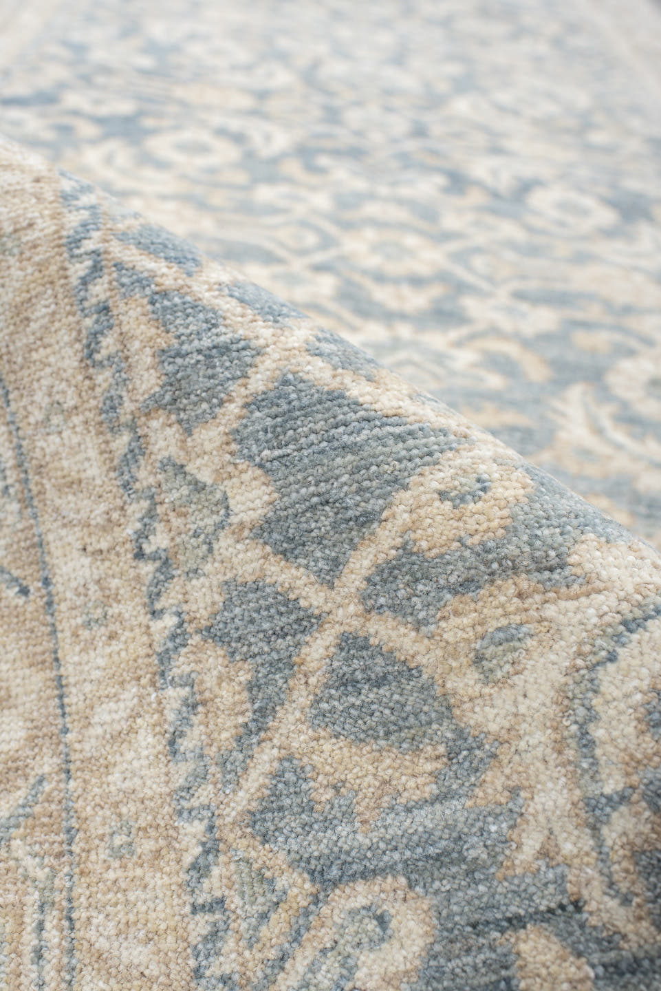 3' x 8' one-of-a-kind handmade vintage Tabriz runner rug. Color palette: ivory, pale blue, cream, beige, taupe, light blue