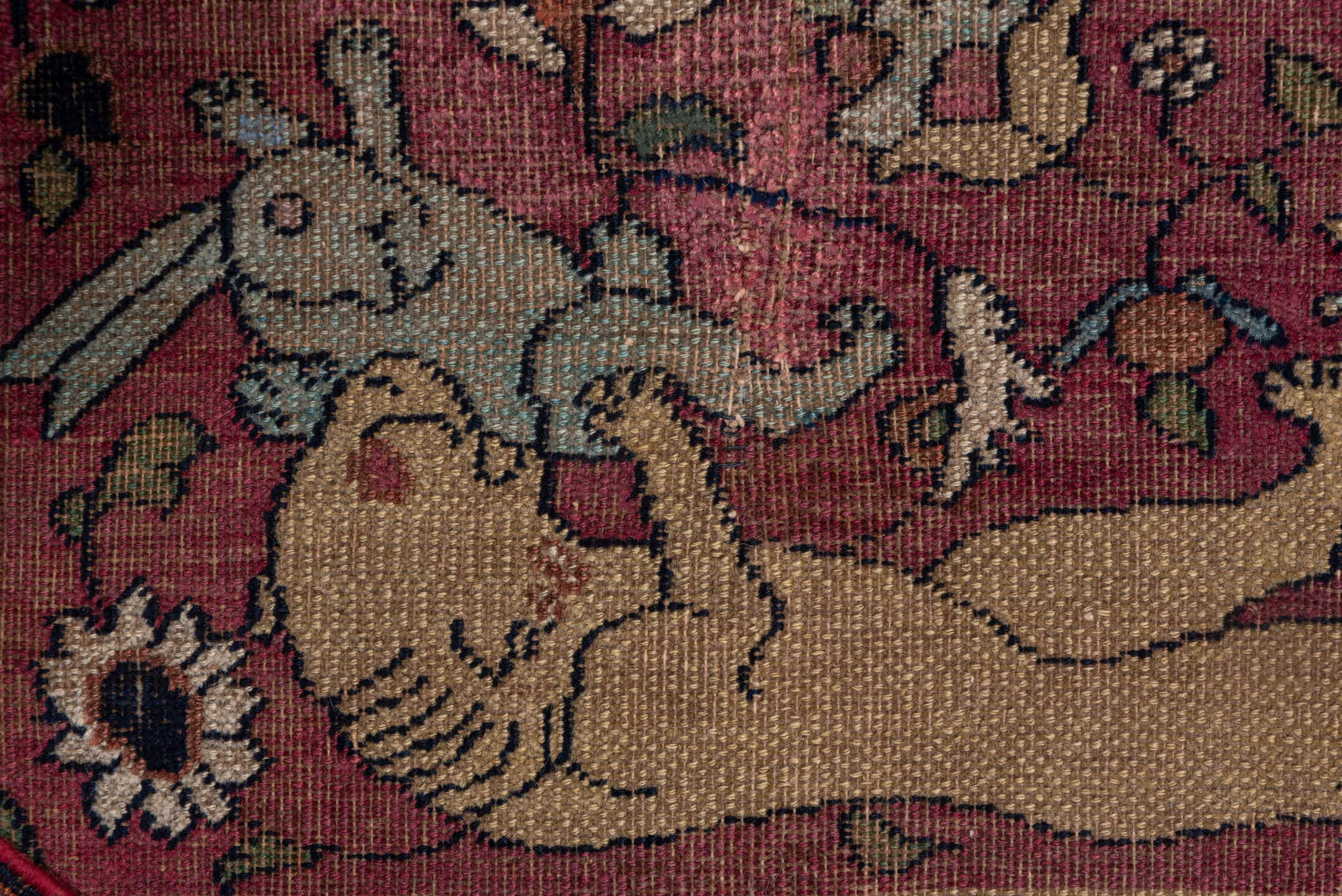 7' x 16' one-of-a-kind handmade vintage Khorassan rug. Color palette: navy, rose, ivory, rust, gold, camel, burgundy, slate