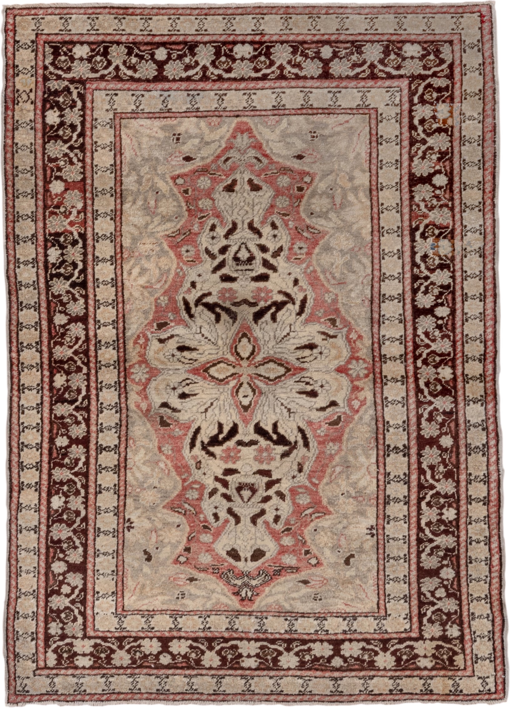 Antique Sivas Area Rug 4x6, Taupe and Brown | Rug Styling