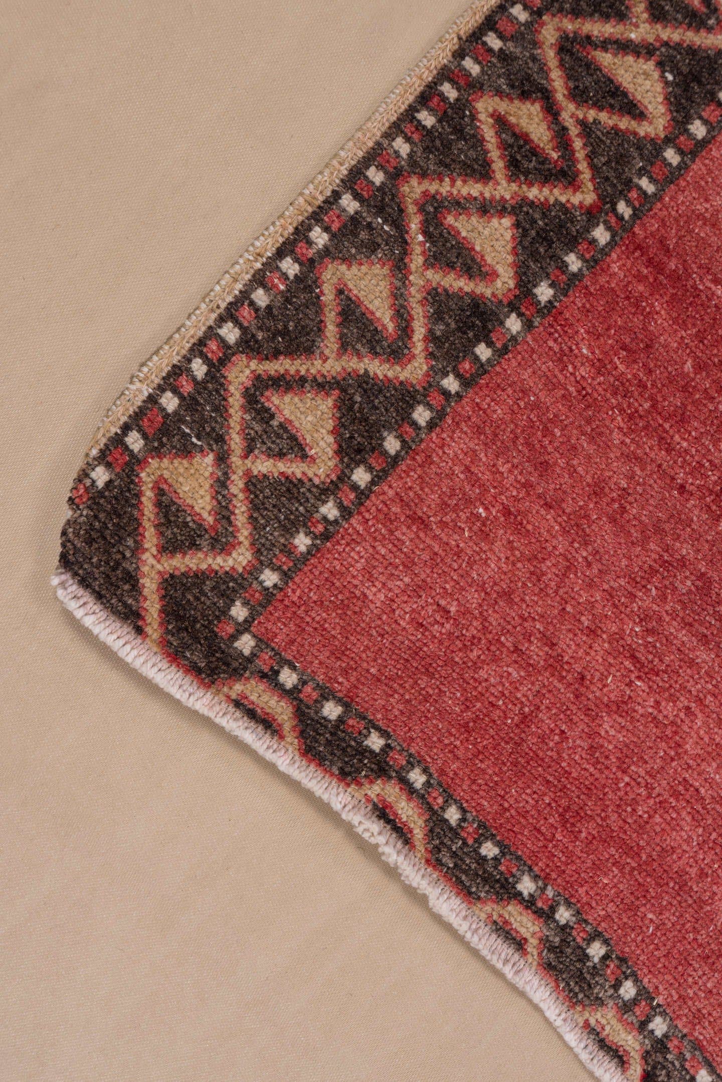 4' x 11' one-of-a-kind handmade vintage Oushak runner rug. Color palette: rust, charcoal, ivory, rose, burgundy, taupe
