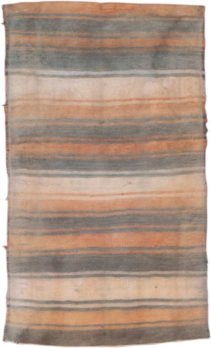 2' x 3' one-of-a-kind handmade vintage Kilim small size rug. Color palette: ivory, slate, terra cotta, taupe, charcoal, gray