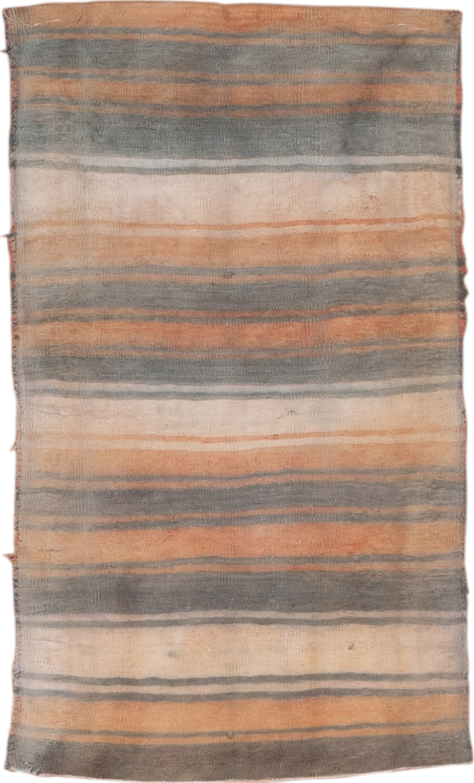 2' x 3' one-of-a-kind handmade vintage Kilim small size rug. Color palette: ivory, slate, terra cotta, taupe, charcoal, gray