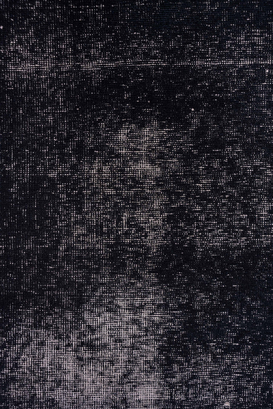 3' x 13' one-of-a-kind handmade vintage Overdyed runner rug. Color palette: charcoal, slate, ink, ebony, gray, black