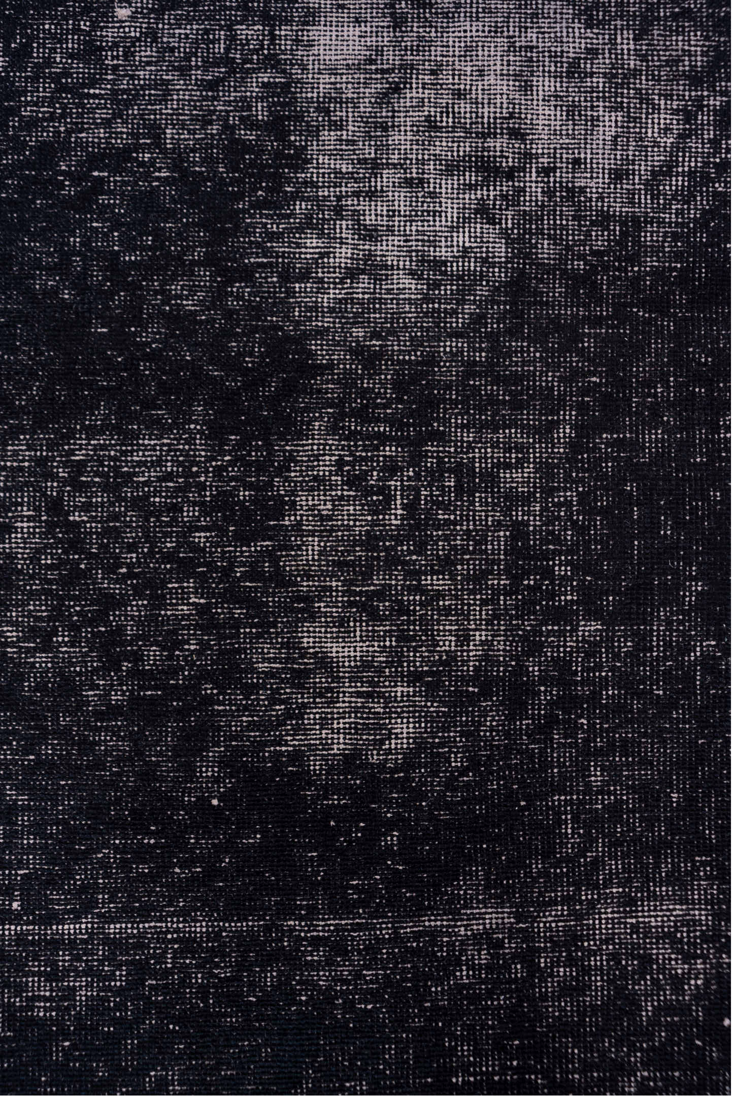 3' x 13' one-of-a-kind handmade vintage Overdyed runner rug. Color palette: black, charcoal, dim gray, gray, light gray