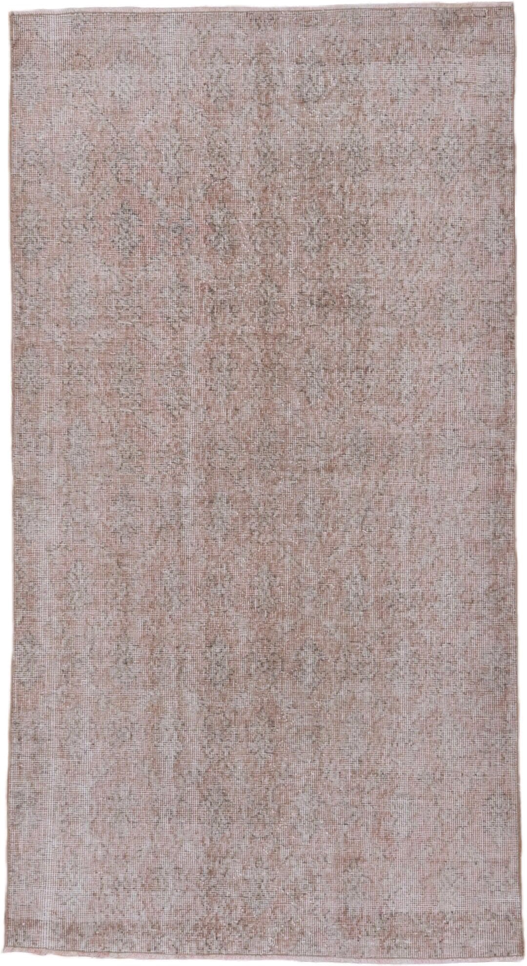 3' x 7' one-of-a-kind handmade vintage Oushak rug. Color palette: blush, taupe, ivory, rose, beige, pink, gray, red