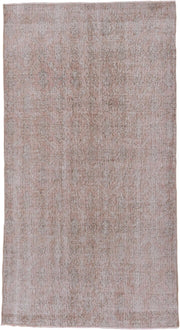 3' x 7' one-of-a-kind handmade vintage Oushak rug. Color palette: blush, taupe, ivory, rose, beige, pink, gray, red