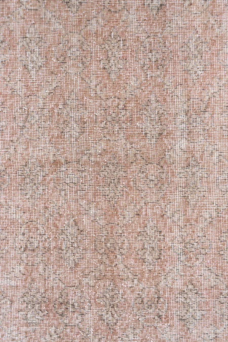 3' x 7' one-of-a-kind handmade vintage Oushak rug. Color palette: blush, taupe, ivory, rose, beige, pink, gray, red