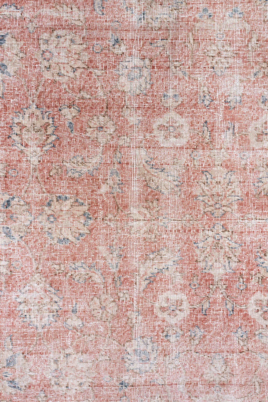 3' x 10' one-of-a-kind handmade vintage Oushak runner rug. Color palette: blush, ivory, dusty rose, pale blue, taupe, beige