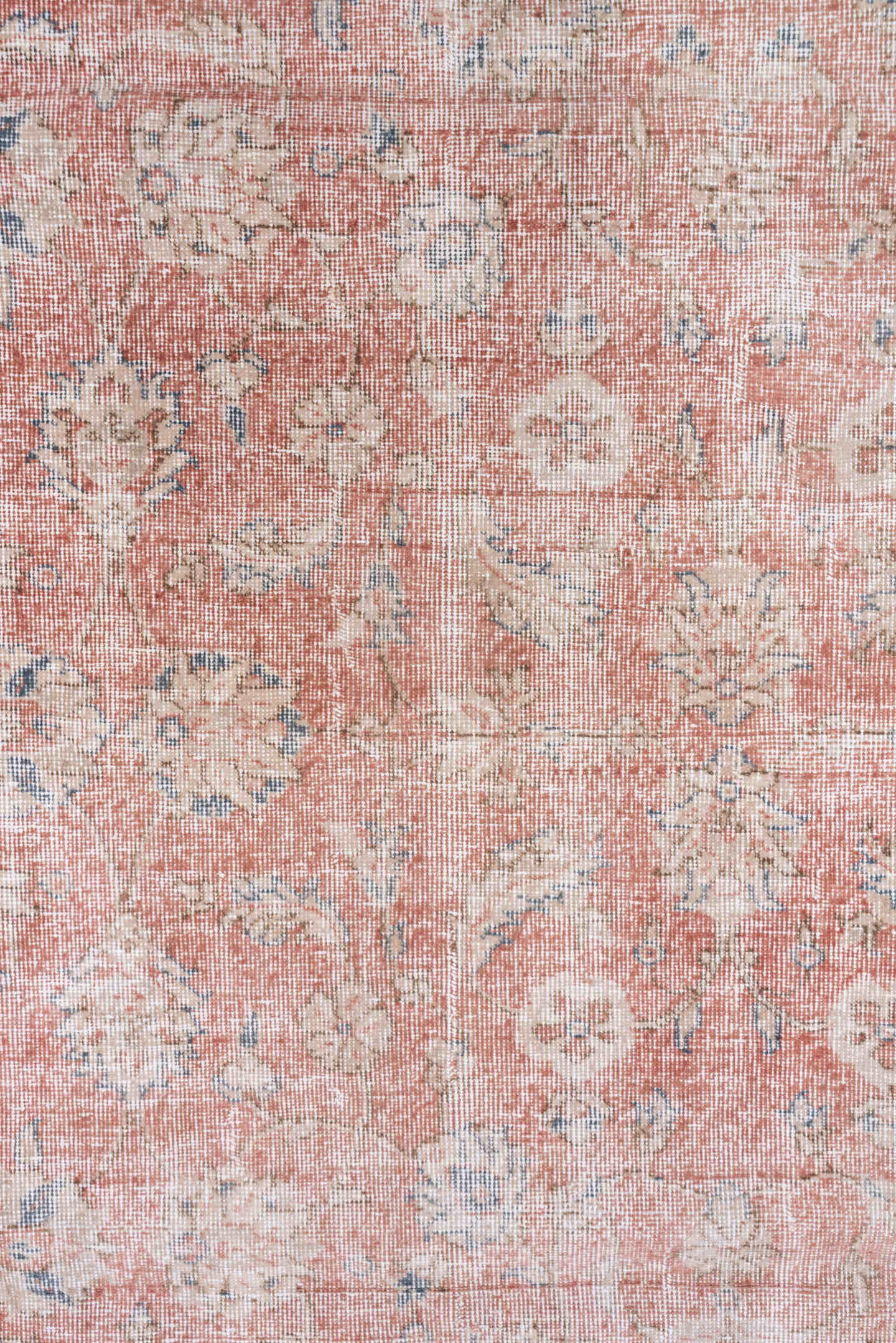 3' x 10' one-of-a-kind handmade vintage Oushak runner rug. Color palette: blush, ivory, dusty rose, pale blue, taupe, beige