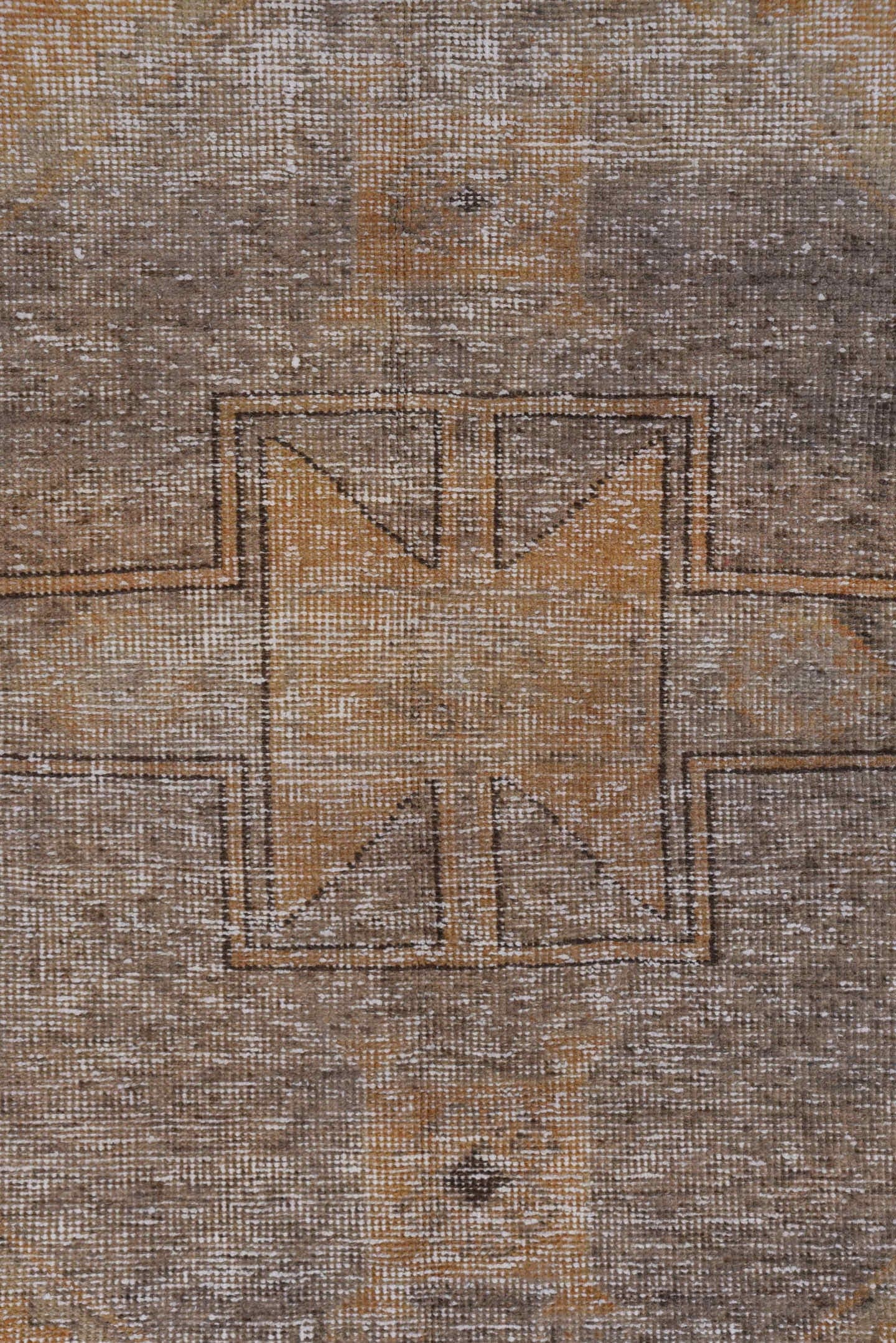 3' x 12' one-of-a-kind handmade vintage Oushak runner rug. Color palette: taupe, camel, beige, ivory, greige, gray