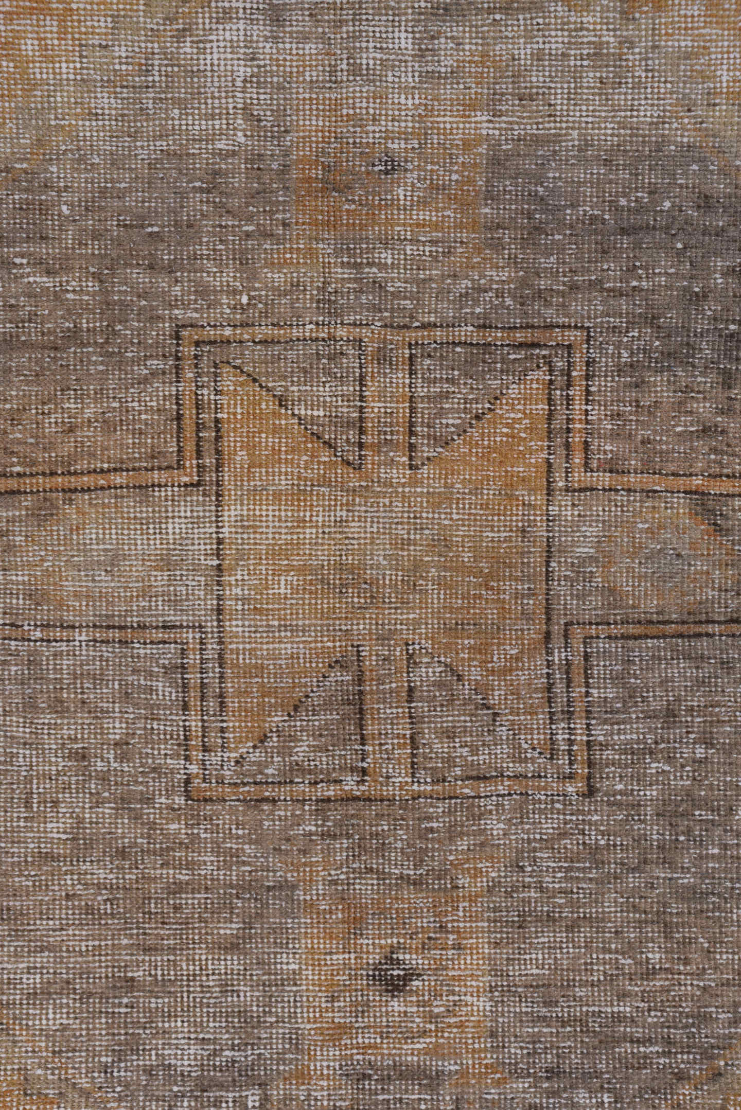 3' x 12' one-of-a-kind handmade vintage Oushak runner rug. Color palette: taupe, camel, beige, ivory, greige, gray