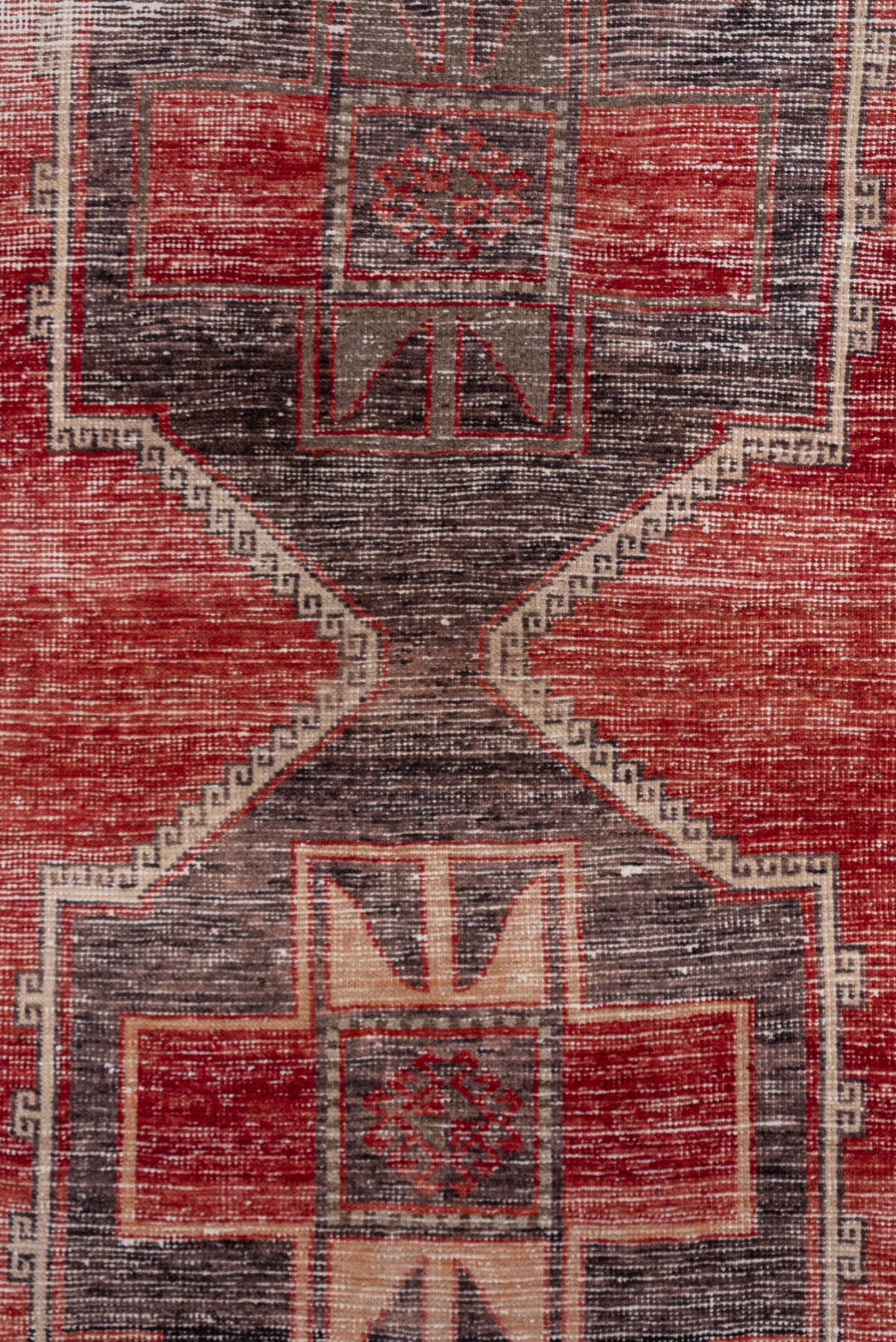 2' x 12' one-of-a-kind handmade vintage Oushak runner rug. Color palette: rust, charcoal, ivory, terra cotta, burgundy